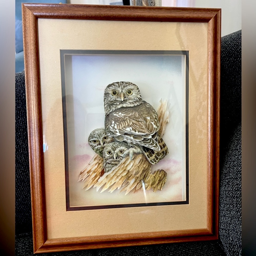 Vintage 3D Owl Shadowbox